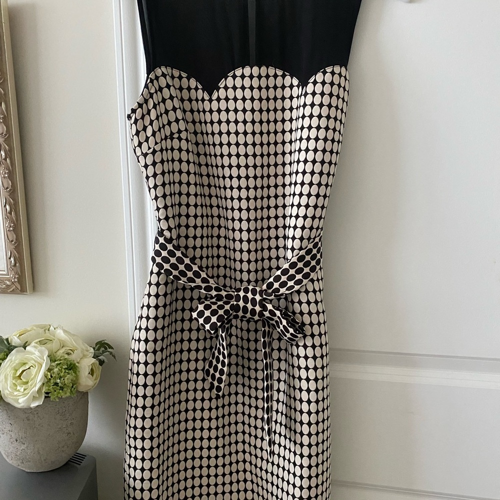 Pre-owned Michael Michael Kors Geo-Print Dress, Black/Cream, size 4
